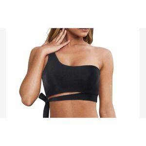 Mooslover Black One Shoulder Tie Waist Bikini Top New Small
